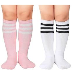 Durio Baby Mädchen Kniestrümpfe Knielang Socken Streifensocken Sportsocken für Kleinkinder Kinder Mädchen und Jungen 3-6 Jahre Zweifarbig E von Durio