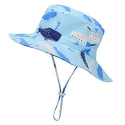 Durio Baby Sonnenhut Kinder Sonnenhüte UV Schutz Breite Krempe Fischerhut Hut Sonnenschutz Unisex Junge Mädchen Kleinkind Blauwal 1-2 Jahre von Durio