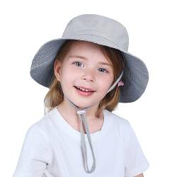 Durio Baby Sonnenhut Kleinkind Mütze Verstellbarer Faltbare Uv Schutz mit Nackenschnur Flapper für Kinder Mädchen Jungen Grau 2-4 Jahre 52 von Durio