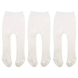 Durio Baby Strumpfhose für Mädchen Baumwolle Kinderstrumpfhose Kinder Strumpfhosen Set Warme Strümpfe Leggings 3 Paar Weiß 12-24 Monate 1-2 Jahre von Durio