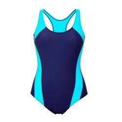 Durio Badeanzug Damen Bauchweg Sport Schwimmanzug Sportbadeanzug Einteiliger Rückenlos Sexy Badeanzug Damen Push Up Bademode mit Cups Blau L von Durio