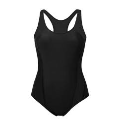 Durio Badeanzug Damen Bauchweg Sport Schwimmanzug Sportbadeanzug Einteiliger Rückenlos Sexy Badeanzug Damen Push Up Bademode mit Cups Schwarz M von Durio