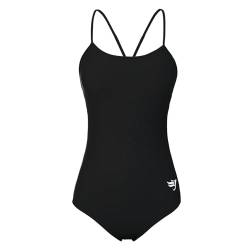 Durio Badeanzug Damen Sport Einteilige Badeanzug Damen Bauchweg Push Up Sportbadeanzug Swimsuit Bademode mit Cups Schwarz 40 (Tag Size L) von Durio