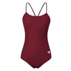 Durio Badeanzug Damen Sport Einteilige Badeanzug Damen Bauchweg Push Up Sportbadeanzug Swimsuit Bademode mit Cups Weinrot 40 (Tag Size L) von Durio