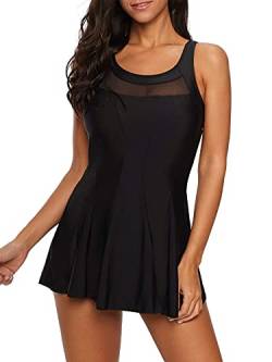 Durio Badeanzug Kleid Damen Badekleid Einteilig Tankini Bauchweg Schwimmkleid Schwarz 44 Tag Size XL von Durio