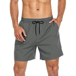 Durio Badehose Herren Hose Männer Schnelltrockend Strand Schwimmhose Badeshorts Kurze Grau L von Durio