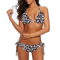 Durio Bikini Damen Push up Sexy 2tlg Bikini Damen Set mit Triangel Bikinihose Breit von Körpchen Verstellbar Leopard 44(Herstellergröße XL) von Durio