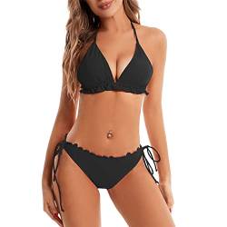 Durio Bikini Damen Push up Sexy 4tlg Bikini Damen Set mit Triangel Bikinihose Breit von Körpchen Verstellbar 38-40(Herstellergröße M) von Durio