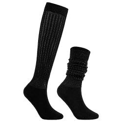 Durio Damen Kniestrümpfe Slouch socks Hohe Socken Damen lange Trachtenstrümpfe Damen Warme Oktoberfest Dirndlkleid Costume Schwarz Einheitsgröße von Durio