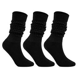 Durio Damen Kniestrümpfe Slouch socks Winter Hohe Socken Damen lange Trachtenstrümpfe Damen Warme Oktoberfest Dirndlkleid Costume Schwarz-3 Einheitsgröße von Durio