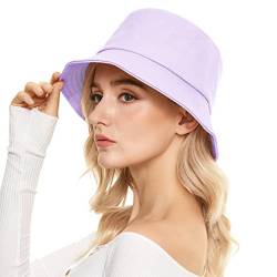 Durio Fischerhut Damen Sonnenhut Herren Unisex Sommerhut Bucket Hat Anglerhut Fishermütze Faltbarer Hut Lila Einheitsgröße von Durio