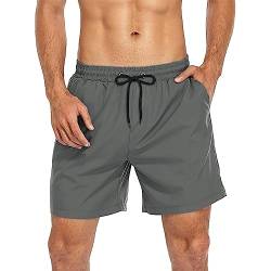 Durio Herren Badehose Schnelltrocknend Boardshorts Badeshorts Urlaub Freizeit Short Badehose für Herren Jungen Badeshorts für Männer Grau 2XL von Durio