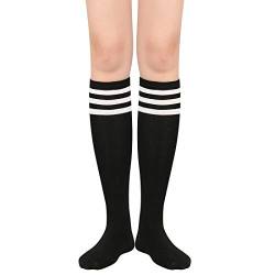 Durio Kniestrümpfe Damen Winter Hohe Socken Damen Thermo Lange Strümpfe Damen Warme Lange Socken Schwarz weiße Streifen Einheitsgröße von Durio