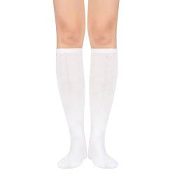 Durio Kniestrümpfe Damen Winter Hohe Socken Damen Thermo Lange Strümpfe Damen Warme Lange Socken Weiß Einheitsgröße von Durio