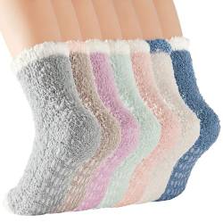 Durio Kuschelsocken Damen Stoppersocken Fuzzy Warm Wintersocken Weich Flauschigsocken 7 Paare von Durio