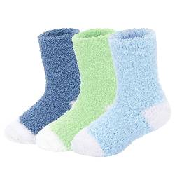 Durio Kuschelsocken Kinder Baby Socken Flauschige Socken Stoppersocken Wollsocken Warm Anti Rutsch Wintersocken 3er Set B 6 Monate-24 Monate (Tag Size S) von Durio