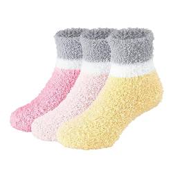 Durio Kuschelsocken Kinder Baby Socken Flauschige Socken Stoppersocken Wollsocken Warm Anti Rutsch Wintersocken 3er Set C 6 Monate-24 Monate (Tag Size S) von Durio