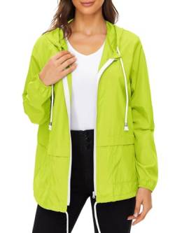 Durio Leicht Regenjacke Damen Wasserdicht Atmungsaktiv Faltbar Windbreaker Mit Kapuze Softshelljacke Fahrradjacke Regencape Senfgrün L von Durio