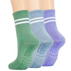 Durio Non-slip Stoppersocken damen - 3-4 Paar Warme Barfuß Socken Sportsocken mit Noppen Yoga Socken Antirutschsocken Erwachsene Pilates Gymnastik Trampolin von Durio