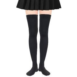 Durio Overknee strümpfe damen Warme Extra lang socken thigh highs femboy outfit overknees stiefel halterlose strümpfe sexy schuluniform mädchen Schwarz Einheitsgröße von Durio