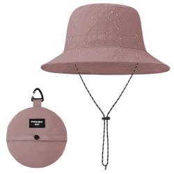 Durio Regenhut Damen Wasserdicht | Bucket Hat Damen | Sommerhut Damen Anglerhut | Neutraler Sonnenhut | Outdoor Hut Verstellbarer Fischerhut für Damen und Herren Rosa Farbe von Durio