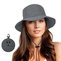 Durio Regenhut Damen Wasserdicht Fischerhut Damen Herren Anglerhut Bucket Hat Sonnenhut Damen Faltbar Tragbar Outdoor Sommerhut Grau von Durio