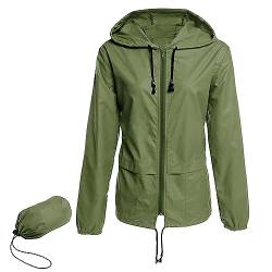 Durio Regenjacke Damen Windjacke Damen leicht Windbreaker Damen Wasserdicht Atmungsaktiv Wanderjacke Damen Geeignet für Wandern, Camping, Laufen und Radfahren Armeegrün L von Durio