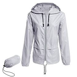 Durio Regenjacke Damen Windjacke Damen leicht Windbreaker Damen Wasserdicht Atmungsaktiv Wanderjacke Damen Geeignet für Wandern, Camping, Laufen und Radfahren Grau L von Durio