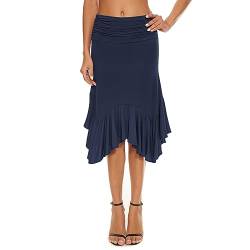 Durio Rock Damen Knielang Plisseerock Wickelrock Petticoat Ausgestelltes A-Linie Elegant Hohe Taille Navy blau 38 (Tag Size M) von Durio