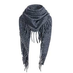 Durio Schal Damen Winter Dreieckstuch Herbstschal Schal Weich Deckenschal Kaschmir Tuch Elegant Mit Fransen Navy Einheitsgröße von Durio