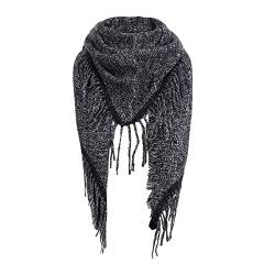 Durio Schal Damen Winter Dreieckstuch Herbstschal Schal Weich Deckenschal Kaschmir Tuch Elegant Mit Fransen Schwarz Einheitsgröße von Durio