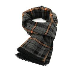 Durio Schal Herren Damen - Winterschal Herrenschal Warm und Weiche Gestrickt Plaid Unisex Winter Lange Schals Grau Gelb Einheitsgröße von Durio