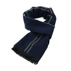 Durio Schal Herren Warm und Weiche Winterschal Herrenschal Gestrickt Plaid Winter Lange Schals XY009-Navy Einheitsgröße von Durio