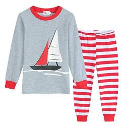 Durio Schlafanzug Jungen Pyjama Set Junge Langarm Schlafanzüge Kinder Nachtwäsche Zweiteil Segelboot 116 von Durio