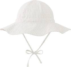 Durio Sonnenhut Baby Hut Kinder Verstellbarer Faltbare UV-Schutz mit Verstellbarem Bindebändern und Breite Krempe Beige Streifen 2-4 Jahre (Tag Size L) von Durio