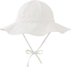 Durio Sonnenhut Baby Hut Kinder Verstellbarer Faltbare UV-Schutz mit Verstellbarem Bindebändern und Breite Krempe Beige Streifen 6-12 Monate (Tag Size S) von Durio