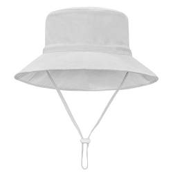 Durio Sonnenhut Baby UV Hut Kinder mit Breite Krempe Sommerhut Verstellbarer Faltbare mit Bindebändern und Nackenschutz Grau 12-24 Monate (Tag Size M) von Durio