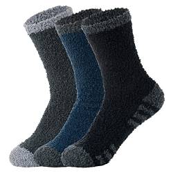 Durio Thermosocken Herren Wintersocken extra Warm Kuschelsocken Stoppersocken Herren Warme Haussocken für Männer 3 Paare Dunkelgrau,Navy u. Schwarz von Durio