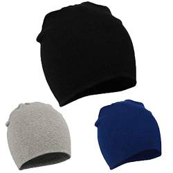 Durio Unisex Baby Mütze Hut Jungen Mädchen Babymütze Kleinkind Wendemütze Jersey Slouch Beanie Erstlingsmützen 3er Pack Farbmischung B 1-4 Jahre von Durio