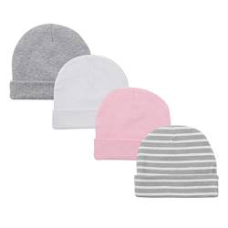 Durio Unisex Baumwoll Baby Mütze Erstlingsmützen für Neugeborene Slouch Beanie Jungen Mädchen für 0-6 Monate 4 Paar B von Durio