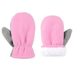 Durio Winter Baby Handschuhe Fäustlinge Fleece Babyhandschuhe Warme Winterhandschuhe Kinder Kleinkind Mädchen Jungen Grau-Pink 6-12 Monate von Durio