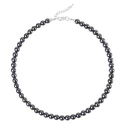 Duriya Perlenkette Damen Weiße Perlen Halskette für Frauen verstellbare Perlenimitaten Runde mit 6–12 mm Pearl Necklace Schmuck Geschenk für Jubiläum (Grau 8mm Standardverpackung) von Duriya