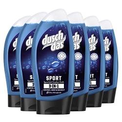 Duschdas 6er Pack 3-in-1 Duschgel & Shampoo Sport mit sportlich frischem Duft dermatologisch getestet 250 ml von Duschdas
