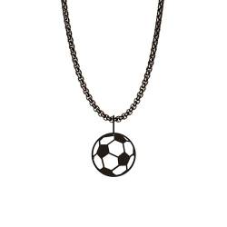 Dustill Fußball Halskette Herren Schwarz Edelstahl I 60 cm I 2,5 mm I (Fußball) von Dustill