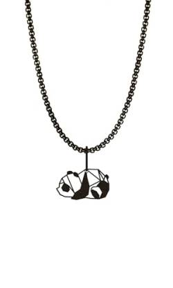 Dustill Halsketten für Damen | yinyang | Hund | Herz | Flugzeug | Palme | Panda | Fische | in Schwarz (Panda) von Dustill
