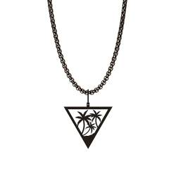 Dustill Palmen-Dreieck Halskette Herren Schwarz Edelstahl I 60 cm I 2,5 mm I (Palmen-Dreieck) von Dustill