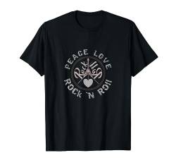 Peace Love and Rock'n'Roll Spruch Rocker-Motiv T-Shirt von Dustwear Design - Geburtstag und Rock'n'Roll