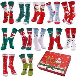 Duufin 12 Paar Weihnachten Socken Baumwolle Weihnachtssocken Festlicher Socken Warm Christmas Lustige Socken für Frauen Mädchen von Duufin