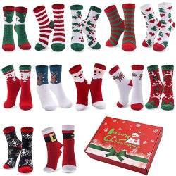 Duufin 12 Paar Weihnachten Socken Weihnachtssocken Festlicher Socken Warm Christmas Socks Lustigem Socken Weihnachts Socken für Frauen Mädchen von Duufin