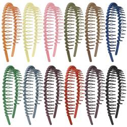 Duufin 12 Stück Haarreif Damen Kunststoff Stirnband Haarreifen mit Zähne Kunststoff Kamm Haarband Stirnbänder Haarreif mit Kamm, 12 Farben von Duufin